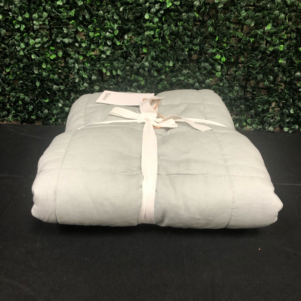 Quince European Linen Box Quilted Sham Mist Size King - Picture 6 of 11